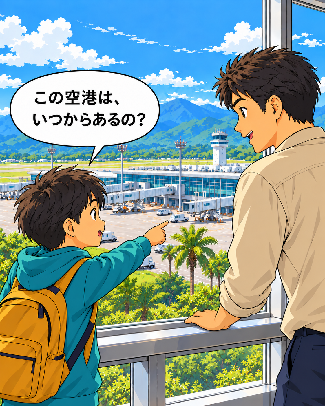 空港はいつからあるのかと尋ねる少年