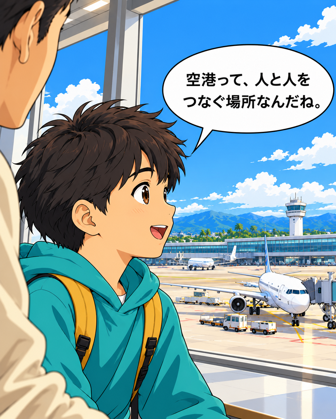 空港が人と人をつなぐ場所だと気づく少年